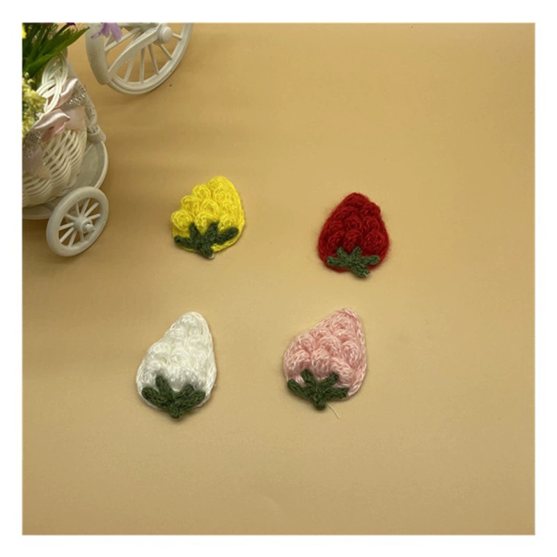 Свитер с ручным заводом, наклейки с цветком клубники, вязанные вручную крючком, фруктовый воротник с ананасом, трехмерный цветок, детская одежда, нашивка, украшение для платья