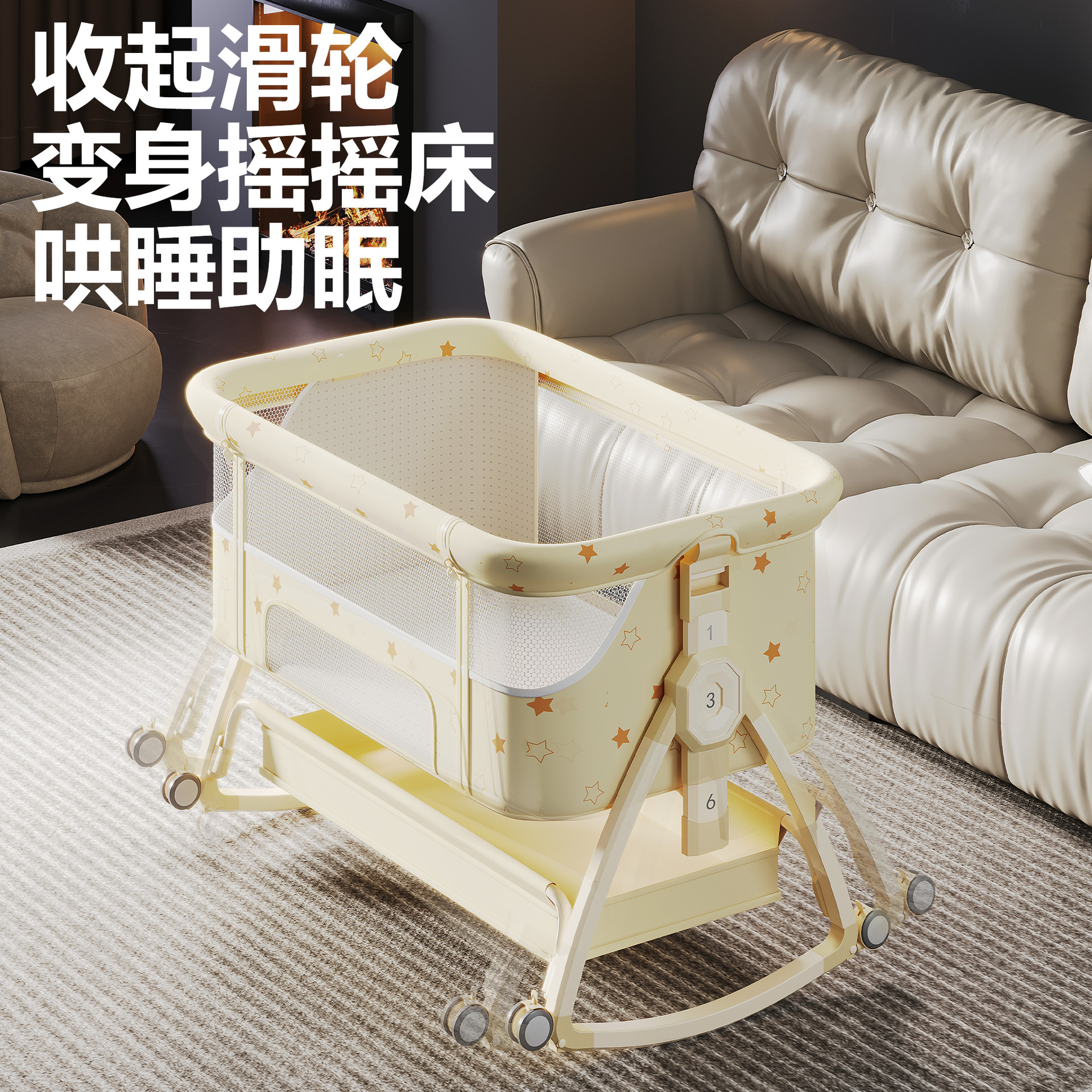 Cama para bebés, campana móvil, cuna, cama plegable portátil multifuncional, cama BB para recién nacidos, cama de empalme grande