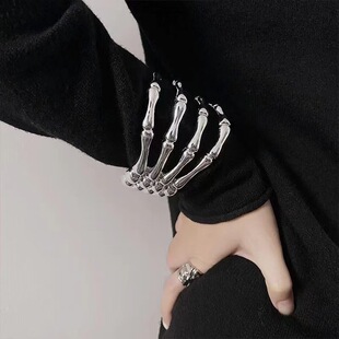 Show-Style Alloy Bracelet Niche Design Internet Celebrity Popular Dark Style Skull Ghost Claw Bracelet Halloween Jewelry