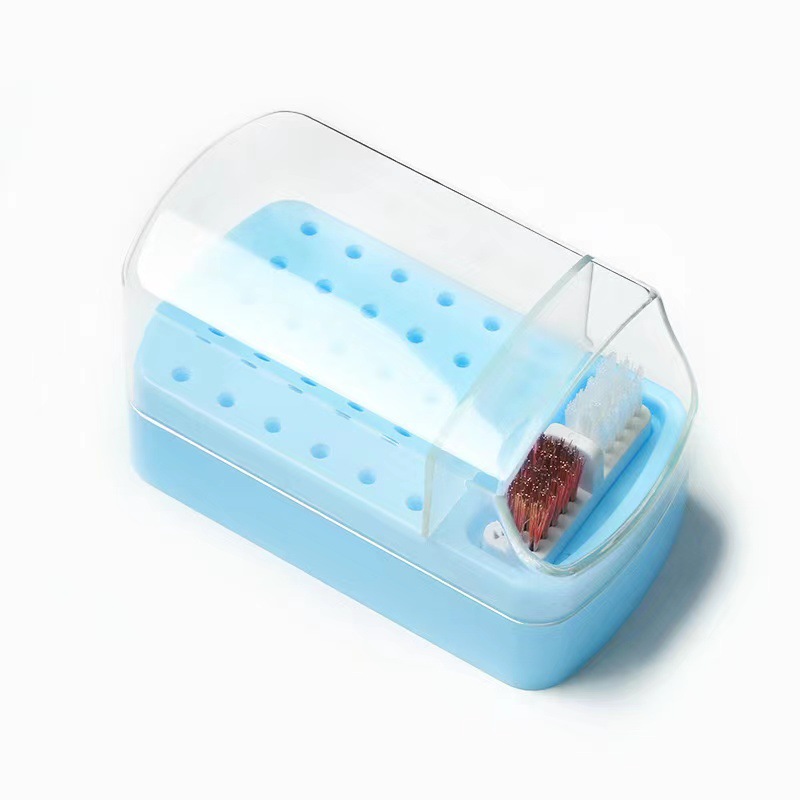Transfronteriza nueva manicura 30-agujero de molienda cabeza de almacenamiento de limpieza dos-en-uno manicura de molienda caja de la cabeza de limpieza caja de exhibición de polvo