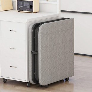 Office Folding Bed Soft Cushion Nap Bed Single Person Household Simple Bed with Wheels Reinforced Hard Board Bed Nap Artifact