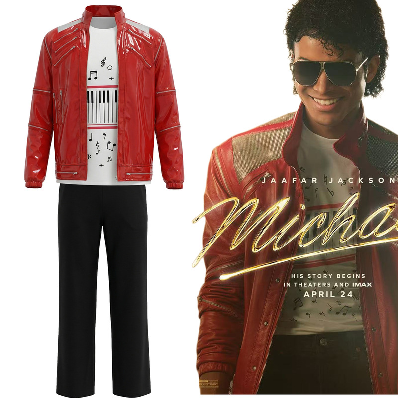 2026 Michael Jackson Superstar-Style Performance Outfit Red Jacket Stage Cosplay Costume 2026 Michael Jackson Superstar-Style Performance Outfit Red Jacket Stage Cosplay Costume