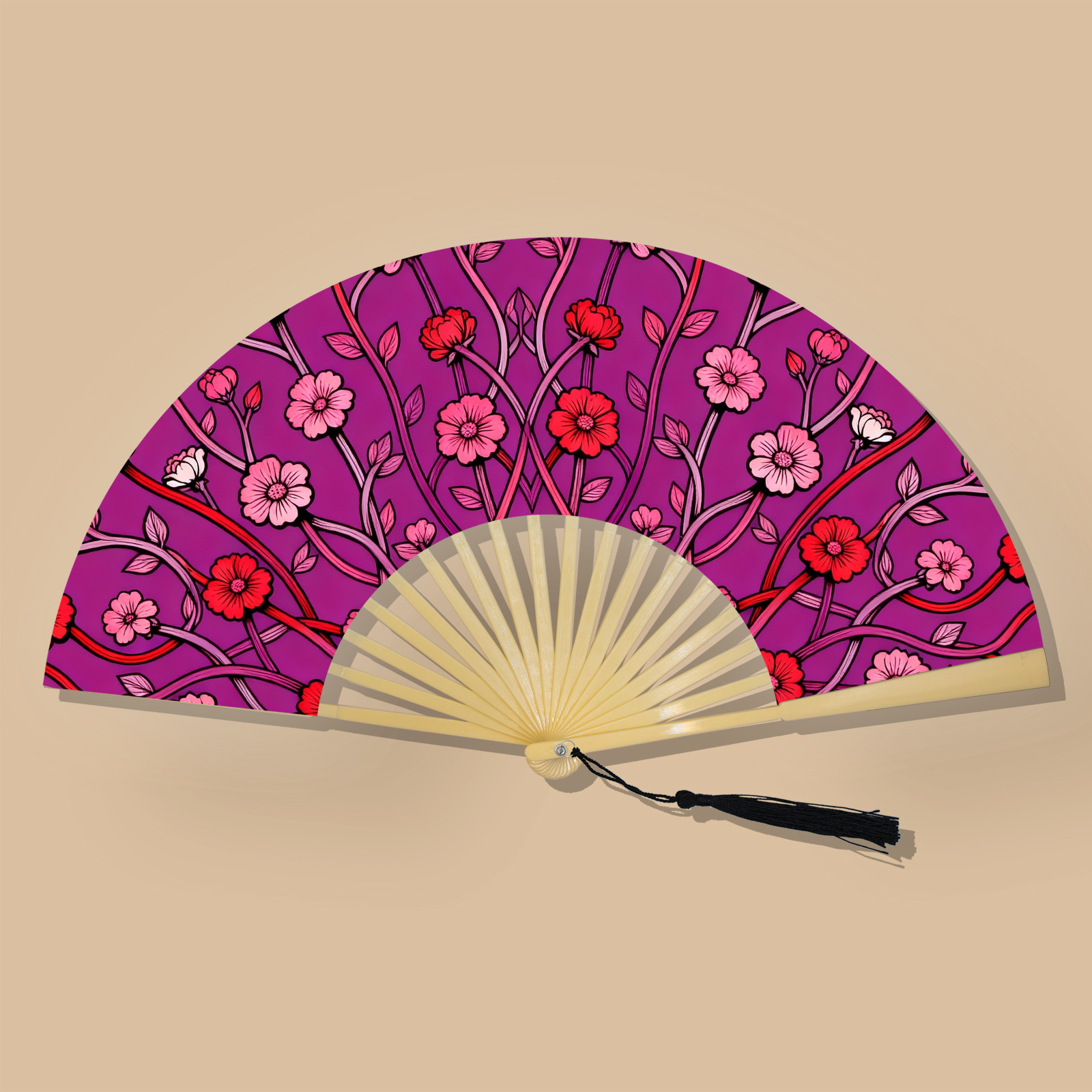 Abanico Plegable Artesanal de Poliéster y Plástico, para Hanfu y Eventos image 11