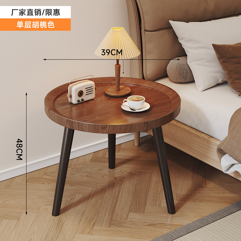 Estante moderno de madera sólida para el hogar, gabinete de almacenamiento combinado, meseta de cabecera simple, meseta de té móvil