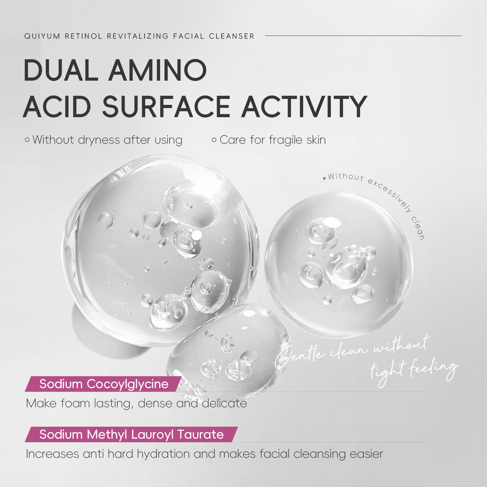 QUIYUM Retinol Facial Cleanser 50g, a cross-border skincare manufacturer, is a pore-cleansing, hydrating and moisturizing facial cleanser undefined