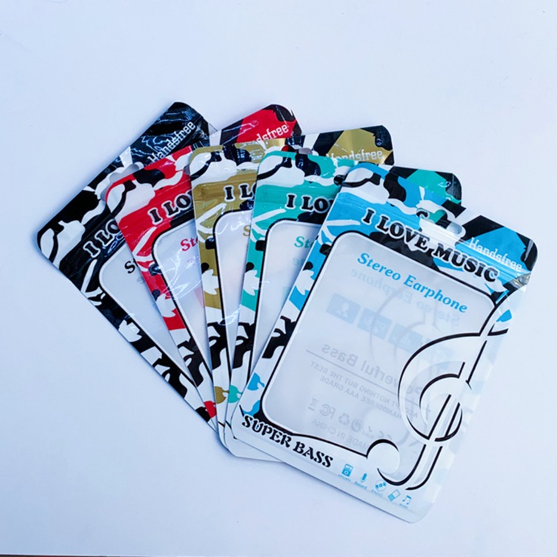 耳机包装袋 配件自封袋 彩色珠光阴阳骨袋 半透明塑料袋10.5*15cm