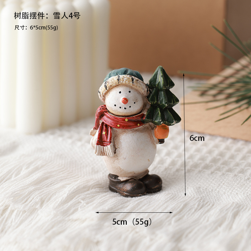 Decoración del árbol de Navidad de madera muñeca de resina decoración de escritorio decoración de micro paisaje muñeca de nieve