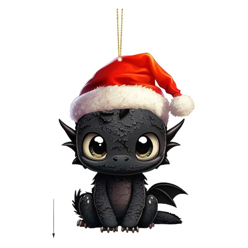 Amazon transfronterizo nueva serie de dinosaurios de Navidad colgante decoraciones de coches de Navidad acrílico colgante plana