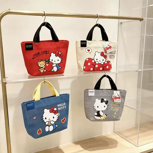 Officially Licensed Sanrio Family Series Grid Handbag Hello Kitty Kuromi Large Capacity Bag New Model