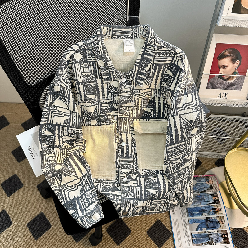 Ethnic small design denim men's autumn demi-season retro jacket