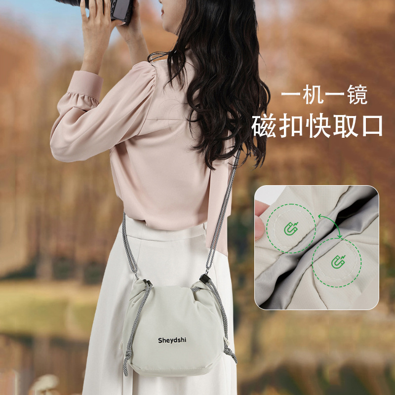 マイクロシングルカメラバッグ一眼レフ収納バッグインナーバッグ束口バッグ大容量シングルショルダーバッグレンズ斜めがけショルダーバッグ軽い