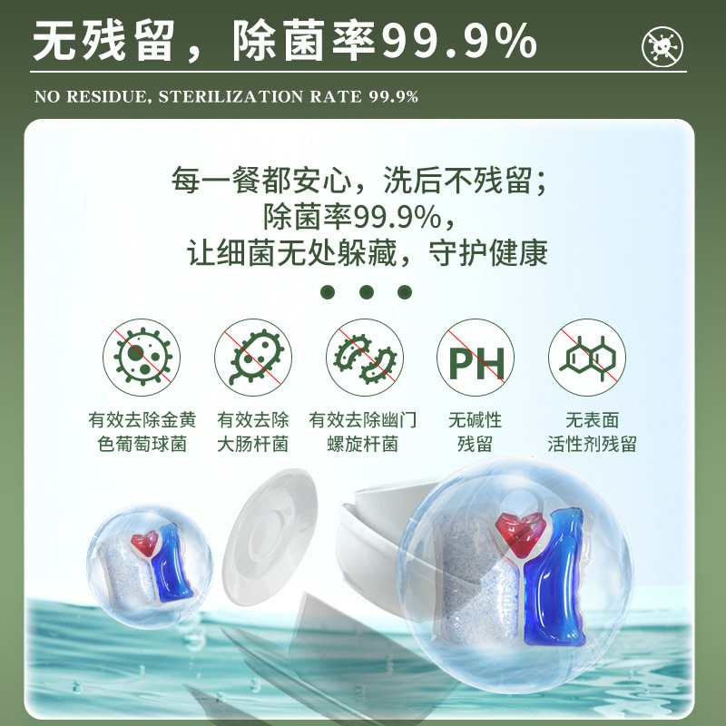 12グラム抗菌消毒亮皿タイプ食器洗浄ビーズOEM食器洗い機専用洗剤二重水溶膜留香珠|undefined