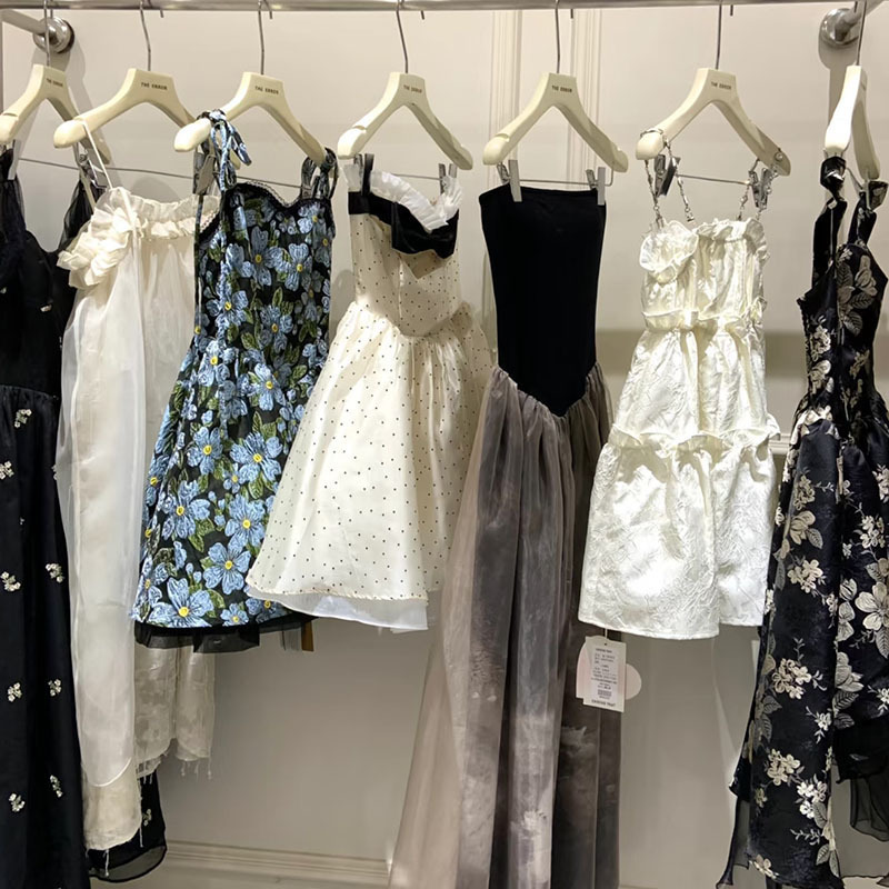 2025 Summer Thirteen Lines High-End French Princess Dress Super Fairy Sweet Tea Break Dress Women's Wholesale Supply