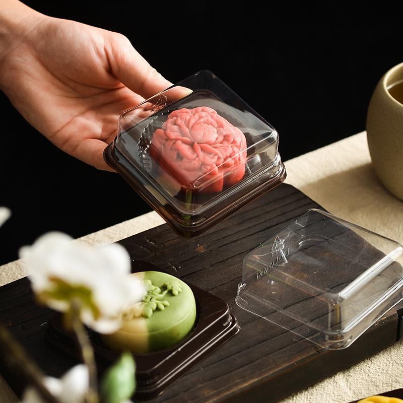 New model thickened wide edge 50g 80g mooncake suction packaging box ice skin heart mooncake plastic tray Mid-Autumn Festival mooncake packaging