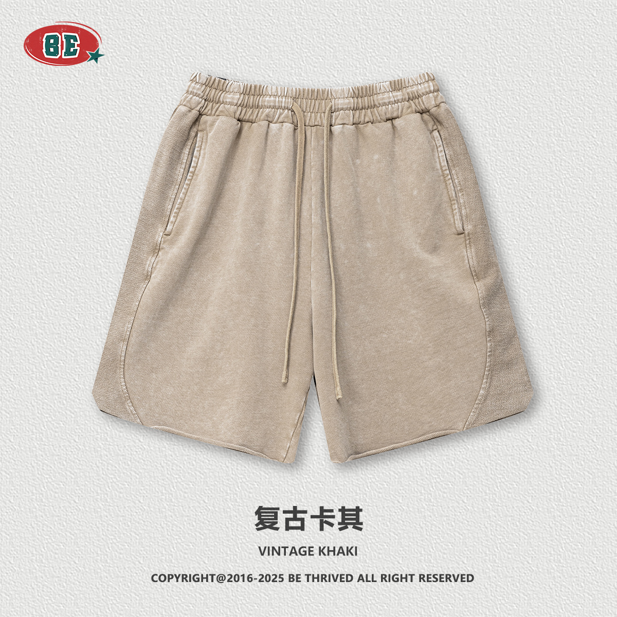 BE Men's Wear | 2025 Summer American Trendy Brand ins Batik Lavado y desgastado Pantalones cortos para hombres Pantalones sueltos para hombres