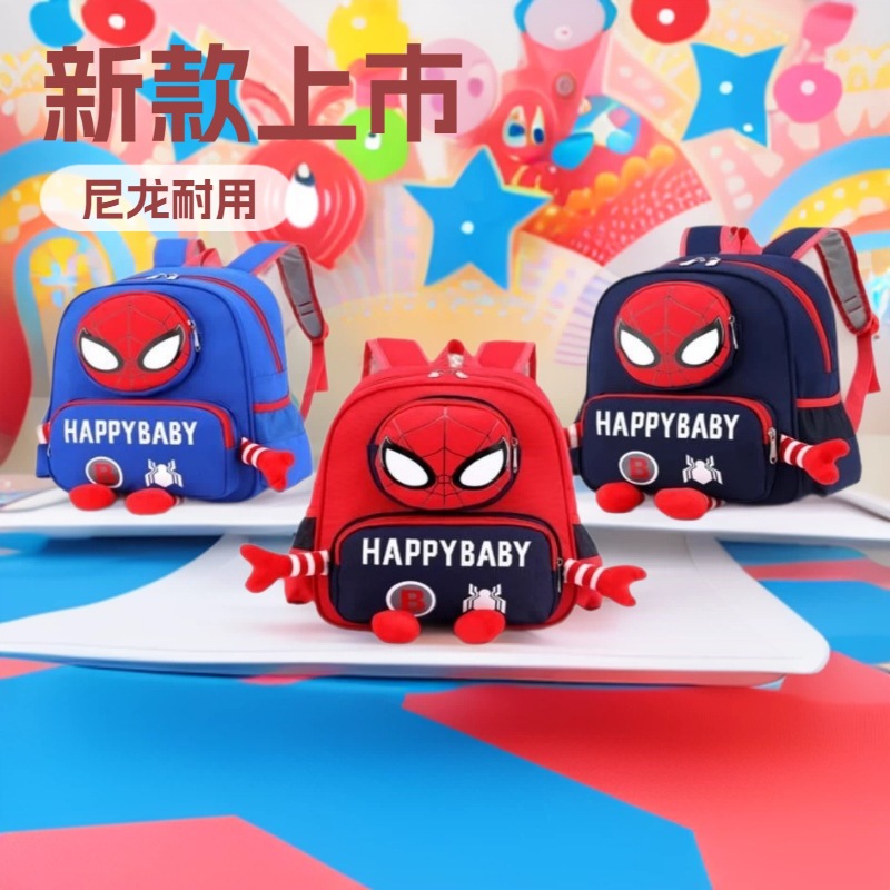 Spider-Man Children's Schoolbag Kindergarten Cartoon Backpack for Boys and Girls, Elementary School Students, Lightweight, Breathable, Cute Backpack