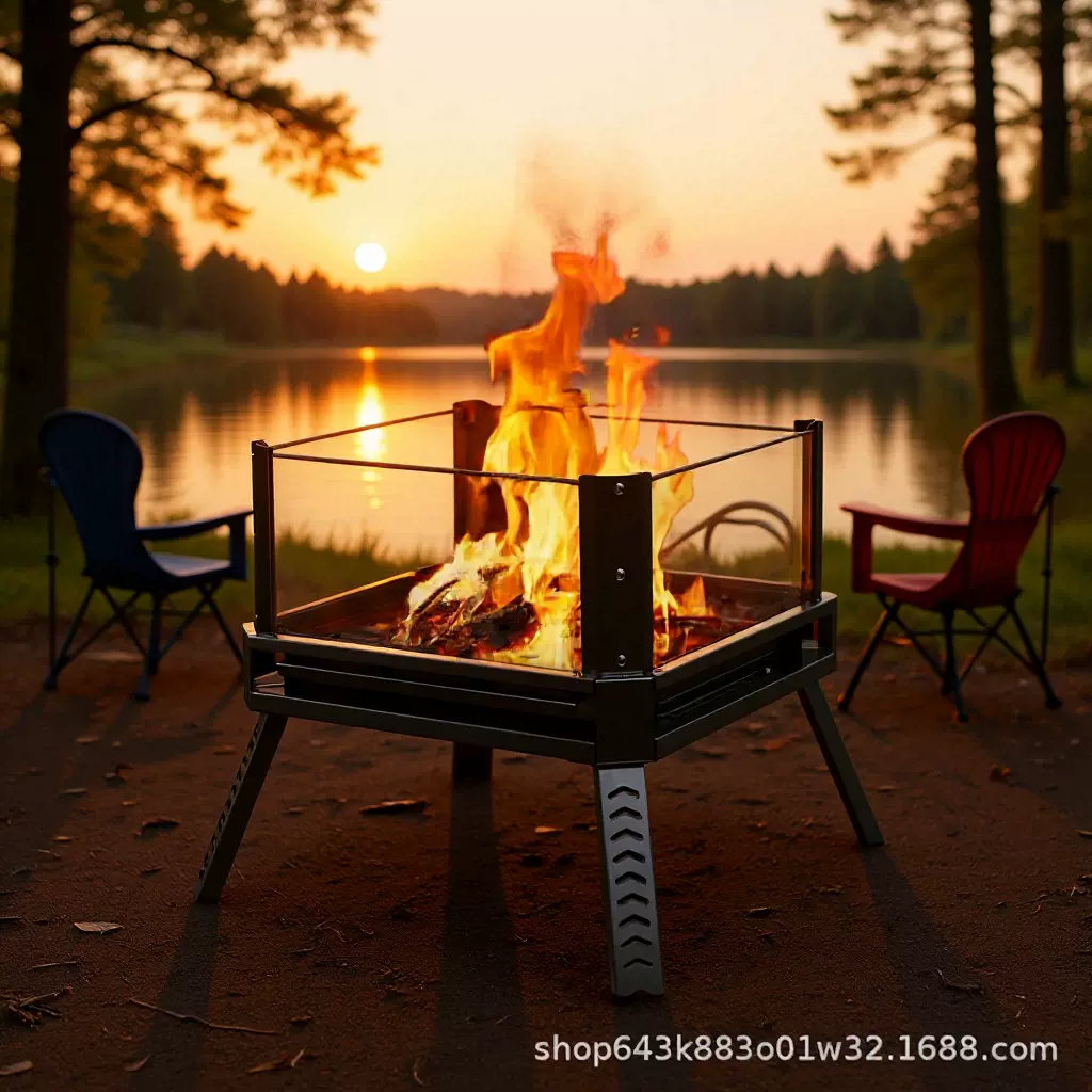 亚马逊微晶玻璃焚火台柴火灶户外烧水炉柴火炉卡式炉取暖炉烧烤炉
