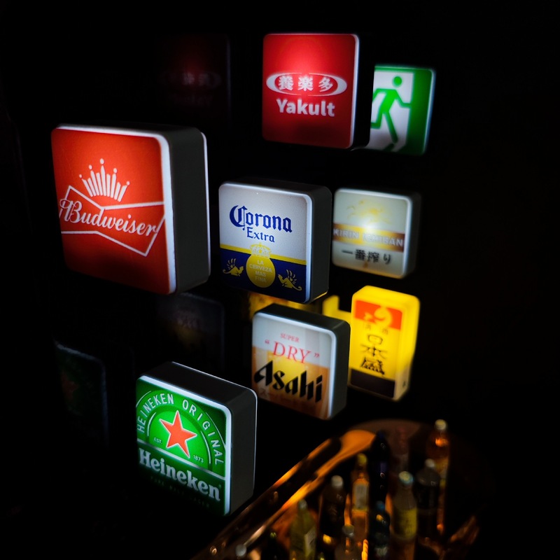 ビール飲料ライトサイン冷蔵庫マグネットクリエイティブシミュレーションミニドリンクトレイアサヒコーラ diy 穴ボード装飾|undefined