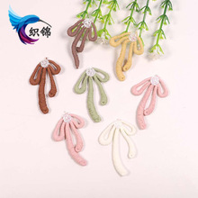 鞋袜女装领口衣服补丁贴辅料 百搭款简约亮芯长蝴蝶结刺绣布贴