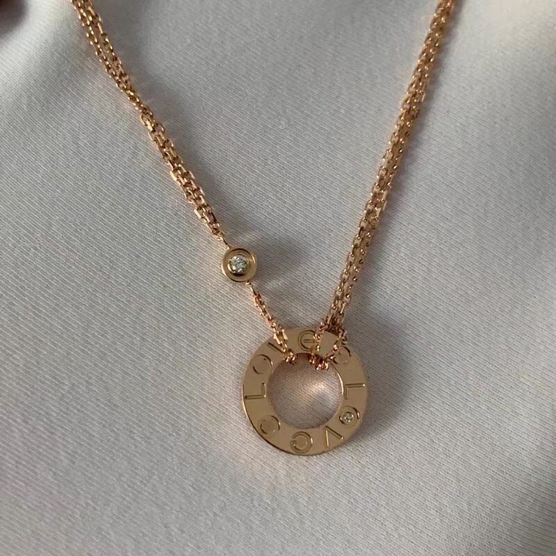 高バージョン Kajia LOVE シリーズネックレス厚メッキ 18K ダイヤモンドラウンドケーキラウンドネックレス ILOVE ペンダント鎖骨チェーン|undefined