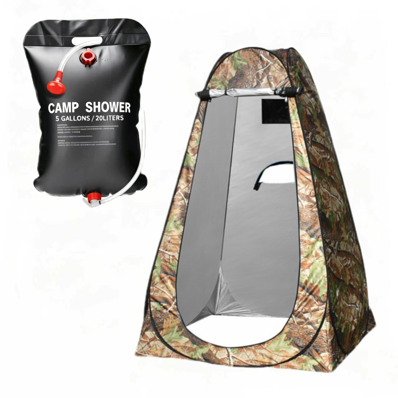 3-window camo tree print + 20l shower bag / Single size: 1.2*1.2* 1.9m