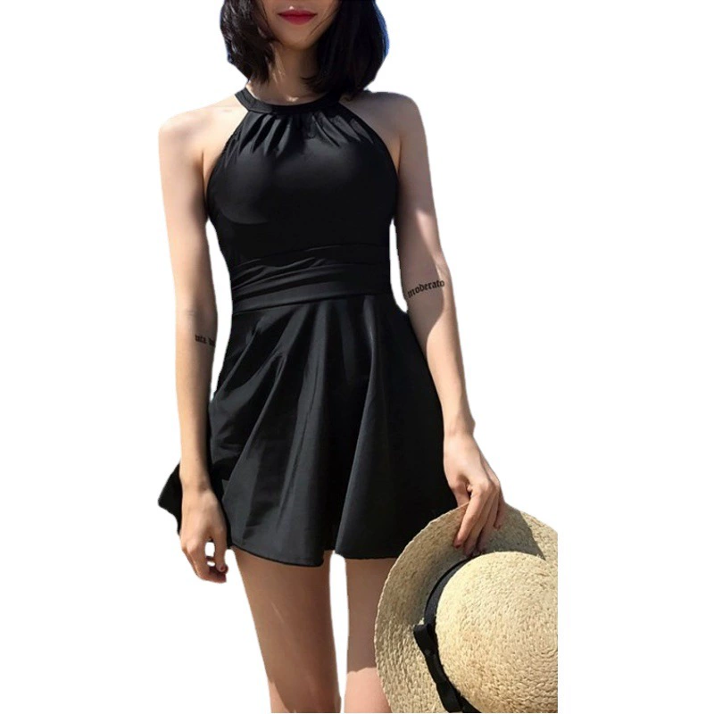 Купальник женский цельный однотонный купальник с горячей весной, модное маленькое черное платье для похудения, сексуальный тонкий профессиональный купальник с красивой спиной оптом