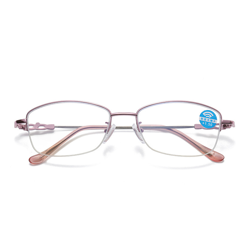 メモリチタンハーフ枠防ブルーライト老眼鏡女子中高年疲れにくい老眼鏡ファッションファッション花鏡女子|undefined