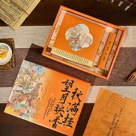 一斤装黄金麻薯大月饼包装盒礼盒500g礼品盒空盒子中秋带刀叉盒