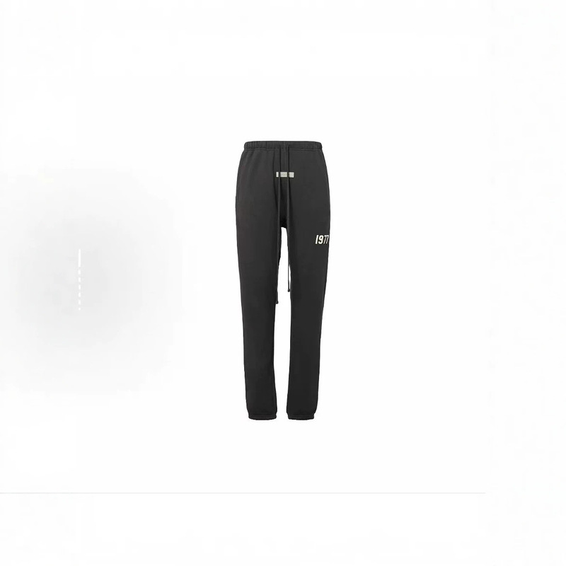Essentials 1977 Flocked Sweatpants for Autumn and Winter, High Street Loose Fit Trendy Unisex Jogger Pants with Fleece Lining, Versatile