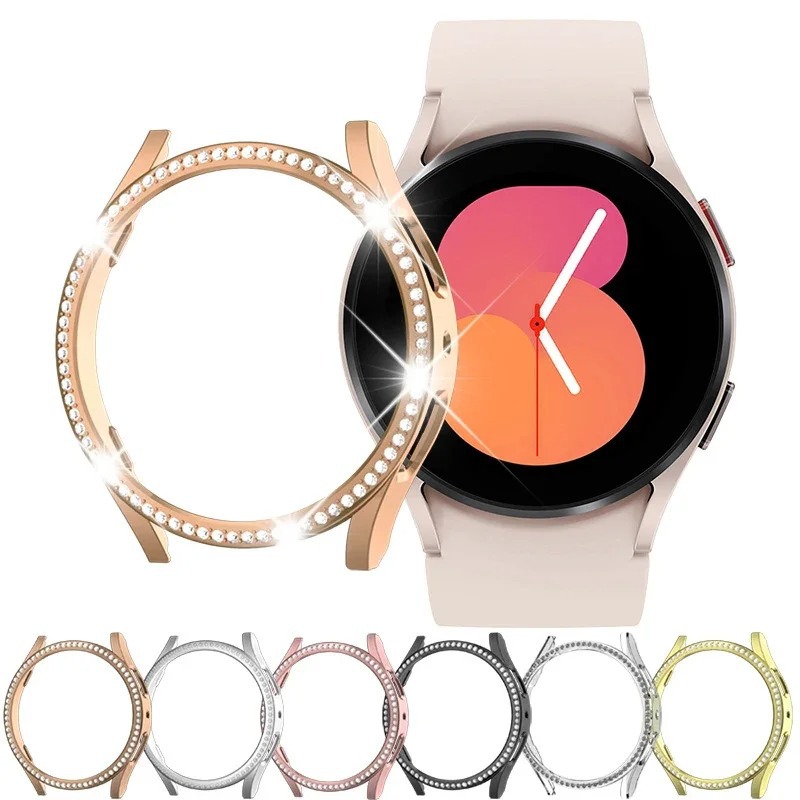 适用三星Galaxy Watch 6 40mm 44mm单排钻壳电镀保护壳PC镶钻表壳