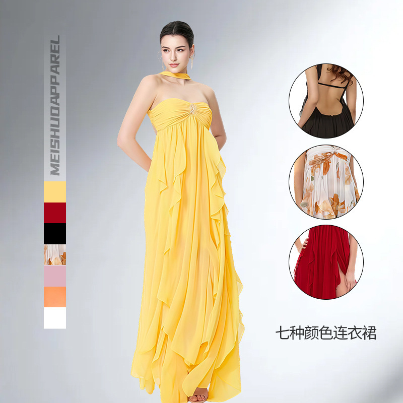 2025 New Amazon Fashion Sexy Socialite Anti-Halter Slim Backless Strapless Dress