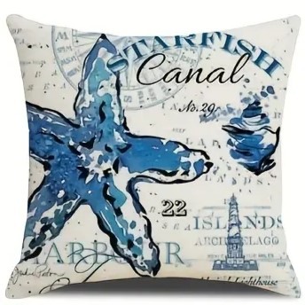 2024 Estilo explosivo transfronterizo Animales marinos Mundo submarino Patrón Funda de almohada Bandera de mesa de sala de estar con estampado de lino de Amazon image 18