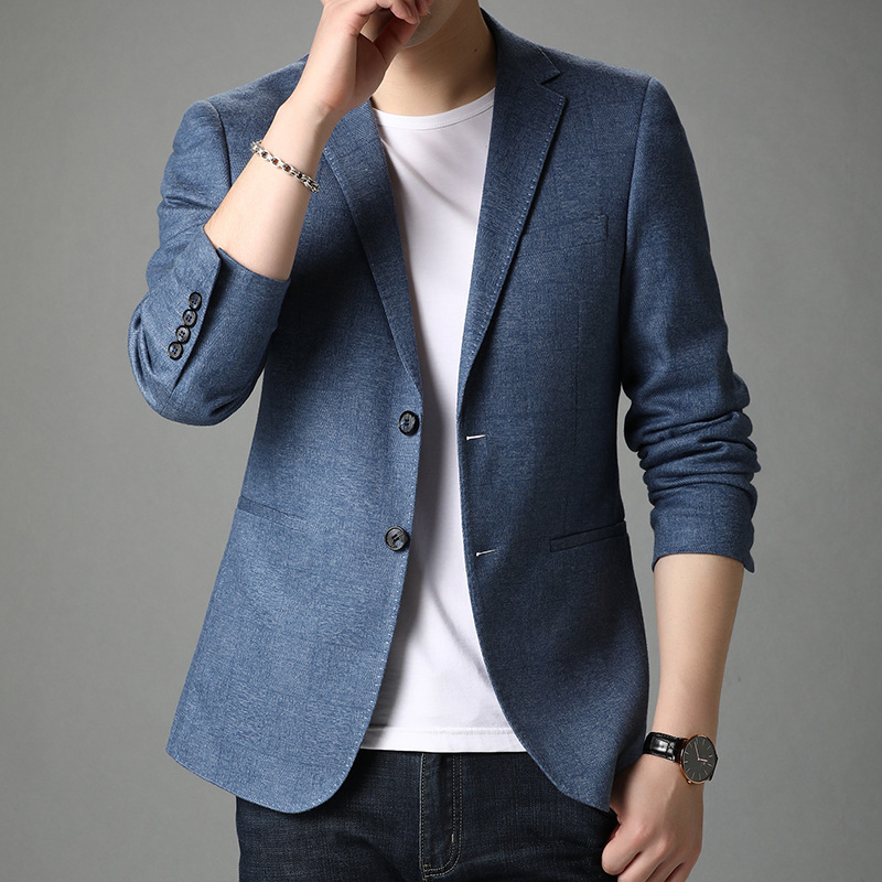 2026 Spring and Autumn Knitted Stretch Men's Slim Fit Korean Style Casual Blazer Suit Jacket for Men 2026 Spring and Autumn Knitted Stretch Men's Slim Fit Korean Style Casual Blazer Suit Jacket for Men