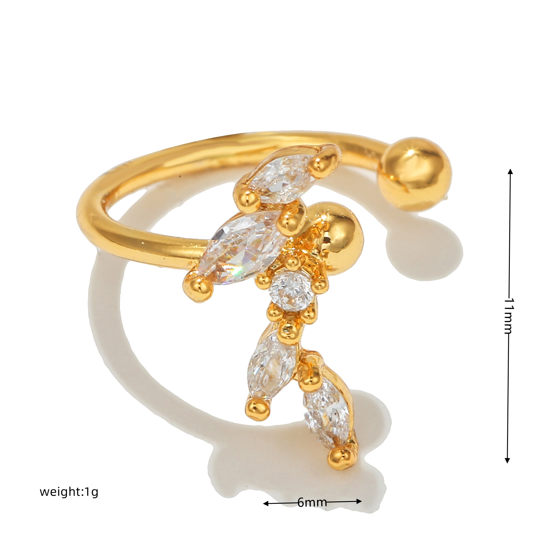 Fashion Geometric Copper Inlay Zircon Ear clips 1 Piece