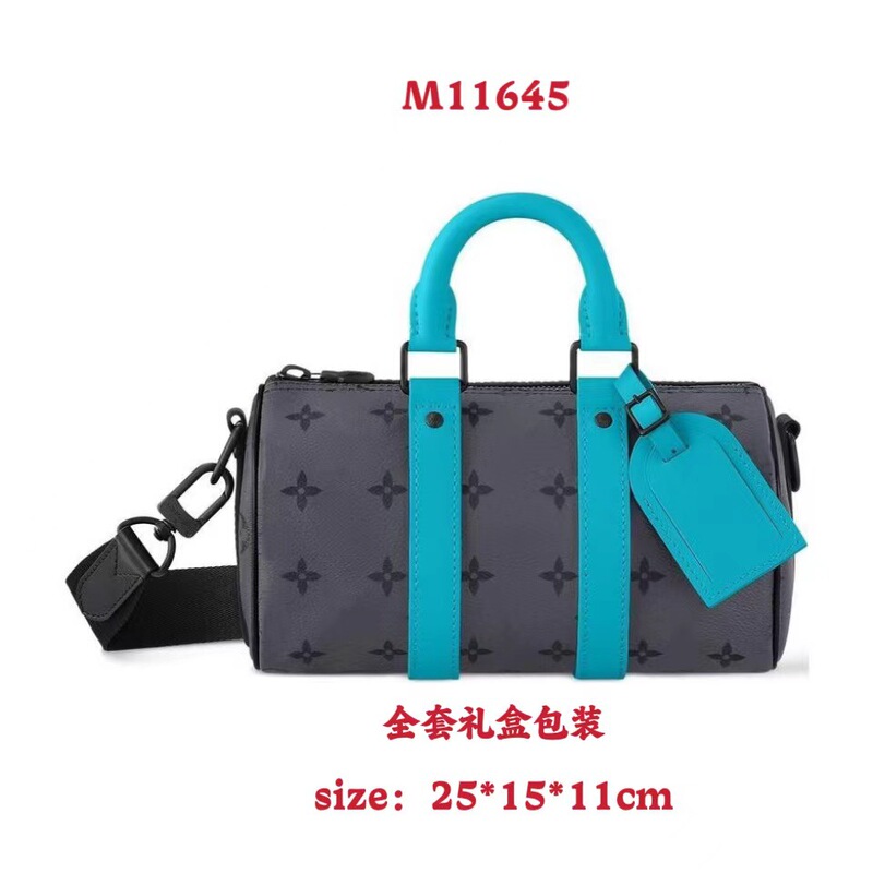 新款keepall-25cm枕头包压花单肩包滚筒包圆筒包时尚斜挎包情侣包|undefined