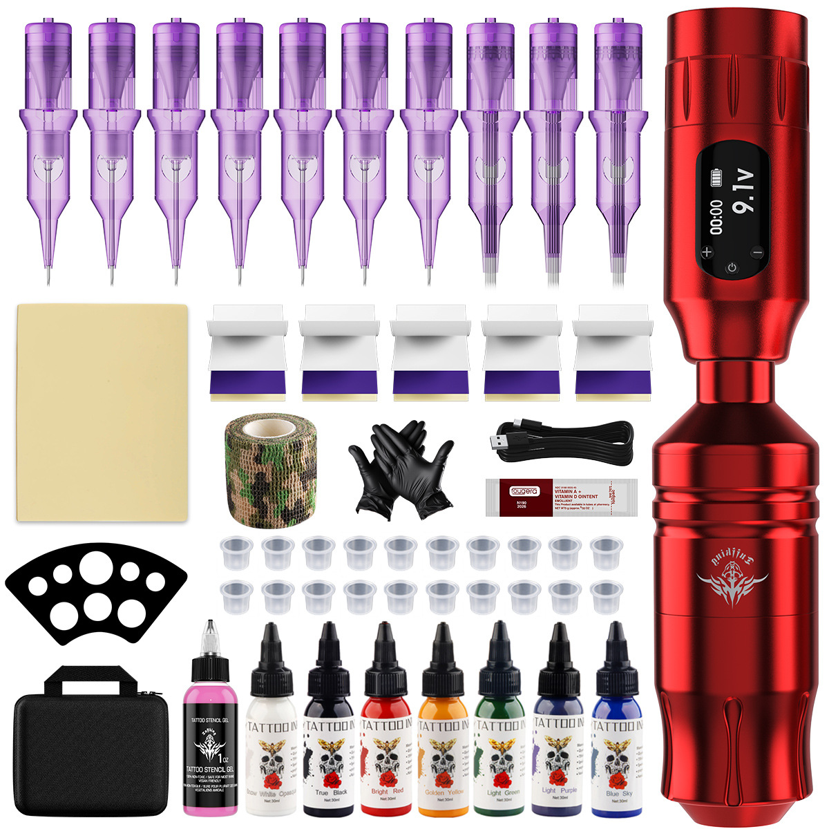 Máquina de tatuaje Tuffking con batería, pluma de tatuaje, equipo de tatuaje de niebla, máquina multifuncional