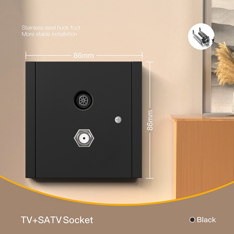 Interruptor de pared estándar europeo enchufe de pared negro alemán enchufe de agujero redondo CE interruptor Euro 16A 250V