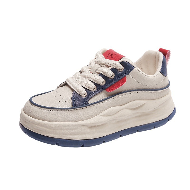 Muffin con suela gruesa aumentó la altura de los zapatos de mujer 2025, comercio exterior nuevos zapatos blancos con suela suave, zapatos deportivos ociosos de nicho