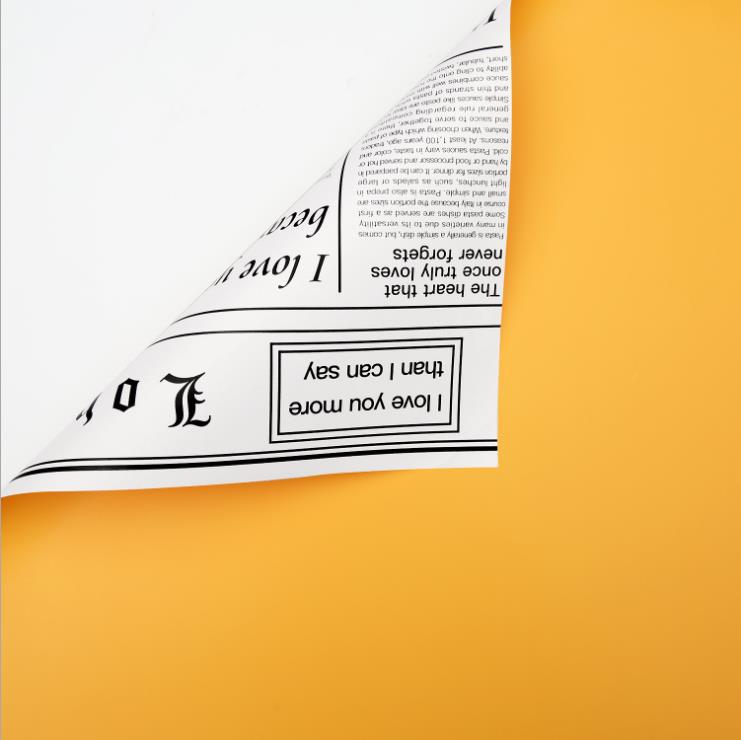 Flower Party Factory Nuevo periódico en inglés Papel de embalaje de flores Sentido de alta calidad Florería impermeable Papel de embalaje de flores Papel de embalaje de ramo