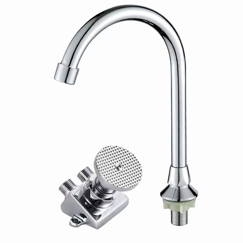 Hospital de laboratorio fábrica de alimentos de lavado de manos lavabo de latón grifo de pedal caliente y fría