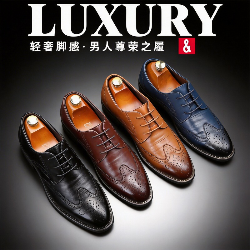 Brogue Men's Leather Shoes British Style Large Size Foreign Trade Business Casual Leather Shoes Men's Cross-Border Sizes 38-48 2025 New Model Brogue Men's Leather Shoes British Style Large Size Foreign Trade Business Casual Leather Shoes Men's Cross-Border Sizes 38-48 2025 New Model