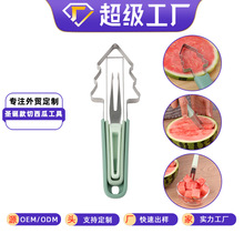 跨境定制亚马逊新款圣诞树造型切西瓜工具 430不锈钢水果切刀套装