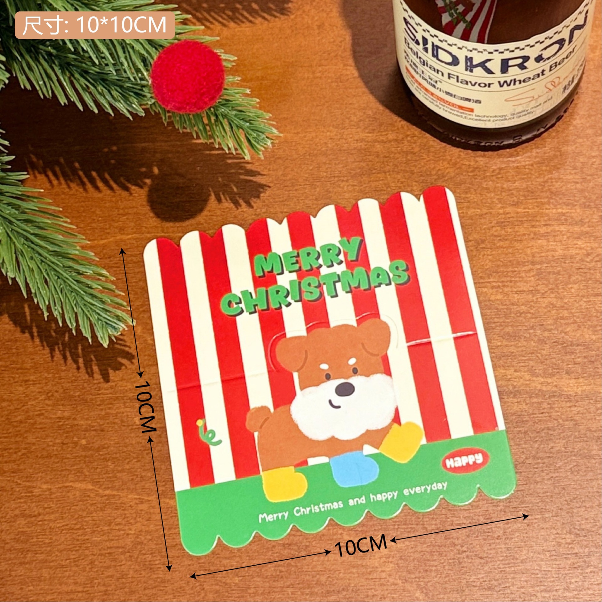Tarjeta de Embalaje Navideño de Papel con Diseño de Dibujos Animados para Regalos