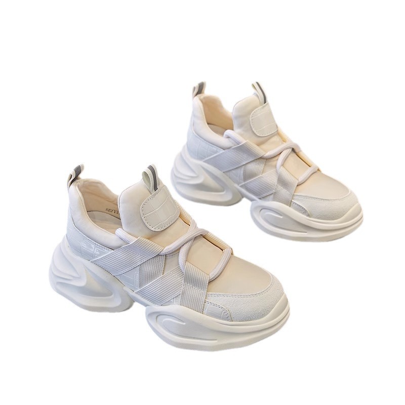 Inner realce zapatos de papá mujeres 2024 primavera nuevos zapatos blancos de todo fósforo zapatos de mujer de suela gruesa zapatos deportivos casuales de plataforma