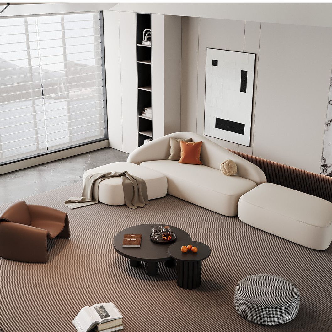 sofá de recepción de lujo ligero de esquina curva de forma especial sala de estar sala de salón de belleza de lujo ligero sala de estar combinación de sofá de recepción