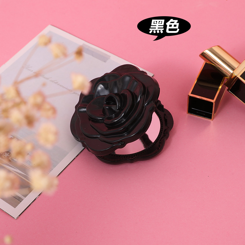 Espejo pequeño portátil con forma de rosa, pequeño regalo, mini flor rosa, espejo plegable de doble cara, espejo de maquillaje portátil para chica