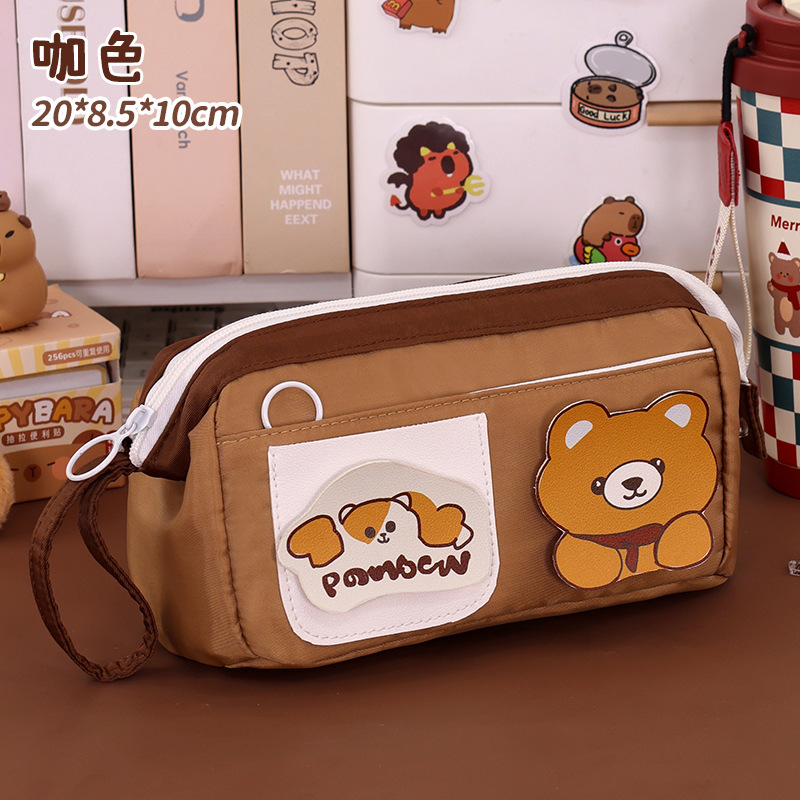 Nuevo producto transfronterizo, estuche para lápices de alambre de acero de gran apertura, papelería linda de nicho, estuche para lápices de gran capacidad y alto valor para estudiantes de primaria y secundaria