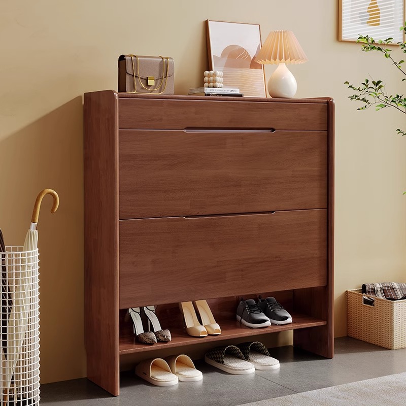 Solid Wood Shoe Cabinet Ultra-thin Large Capacity Household Doorway Small Apartment Tucker Simple Hall Cabinet Space-saving Entrance Cabinet