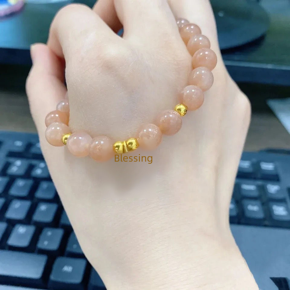 Popular online celebrity New bead bracelet female fluorescent stone crystal beads hand-woven beaded pendant beaded bracelet