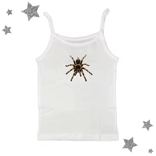 Lace-trim fitted camisole, cute print American style, multiple colors S–L